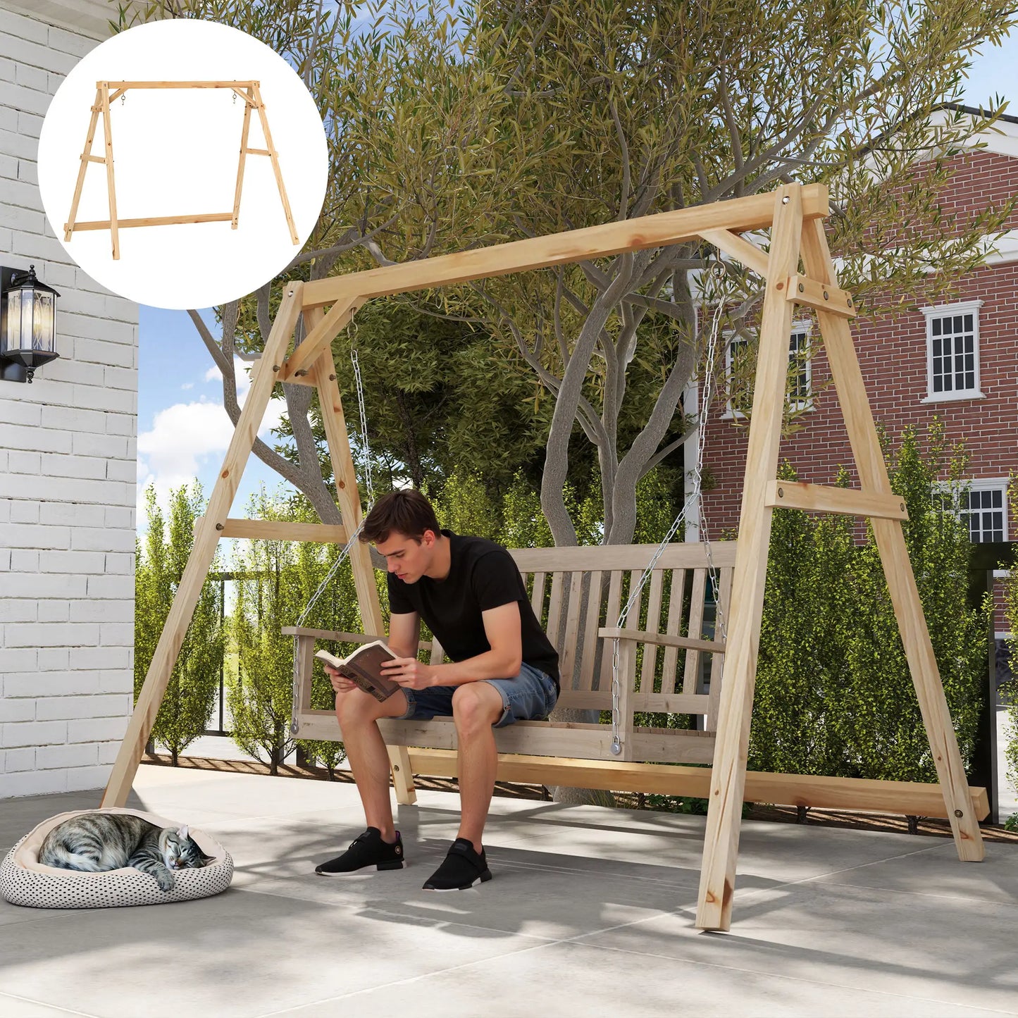 770lbs Porch Swing Frame, Heavy Duty A-Frame Stand, Reinforced Bars Hammock Stands at Gallery Canada
