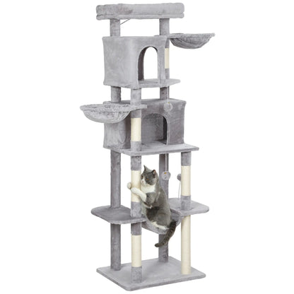 69" Cat Tree, Multi-Level Tower with 2 Condos, Plush Perch, Sisal Posts, Light Grey Cat Towers at Gallery Canada