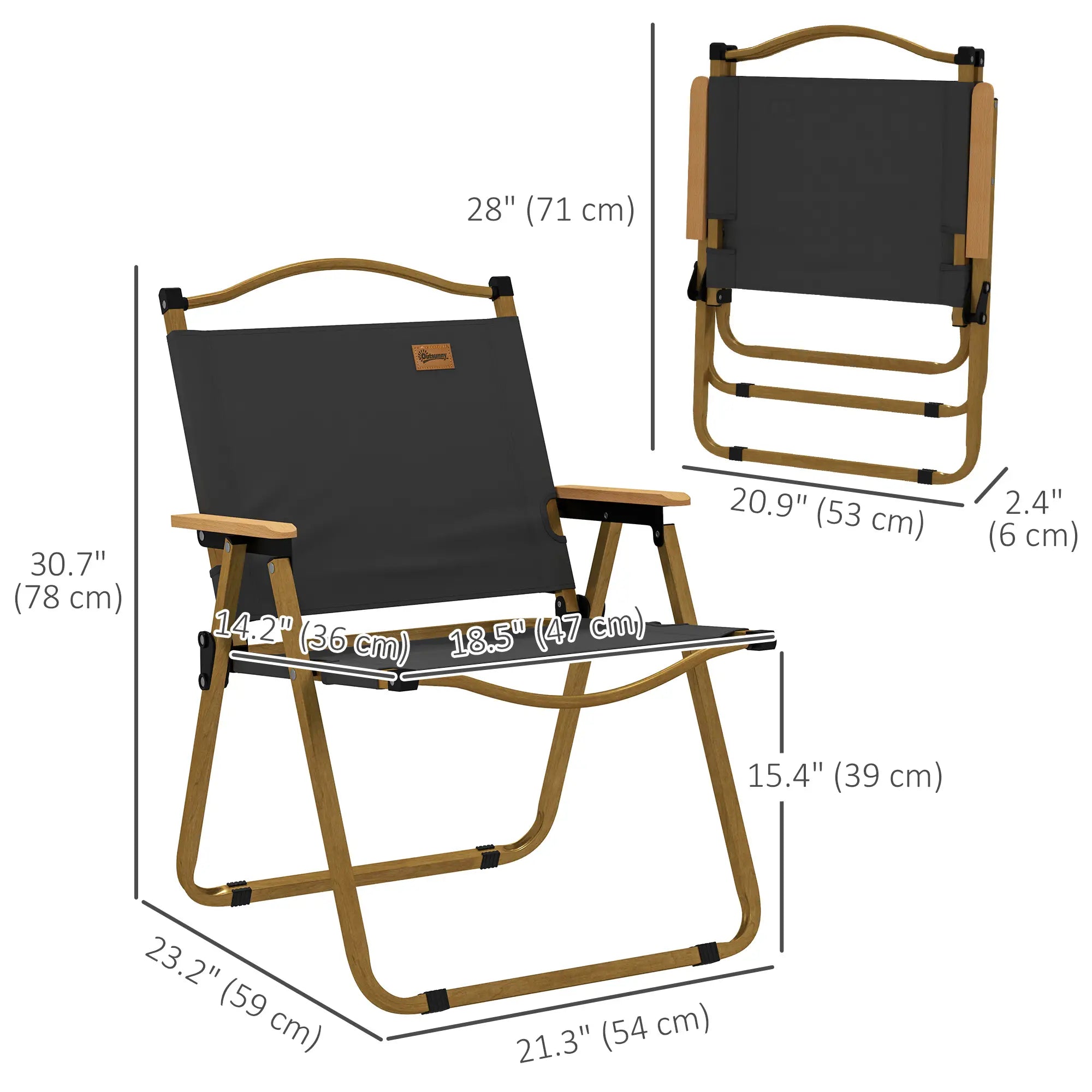 Lightweight Folding Camping Chair, Portable Armchair, Dark Grey Picnic Tables & Camping Chairs at Gallery Canada