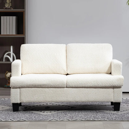 54.3" Loveseat Sofa, 2 Seater, Removable Cushions, Wood Frame, Cream White 2-Seater Sofas at Gallery Canada