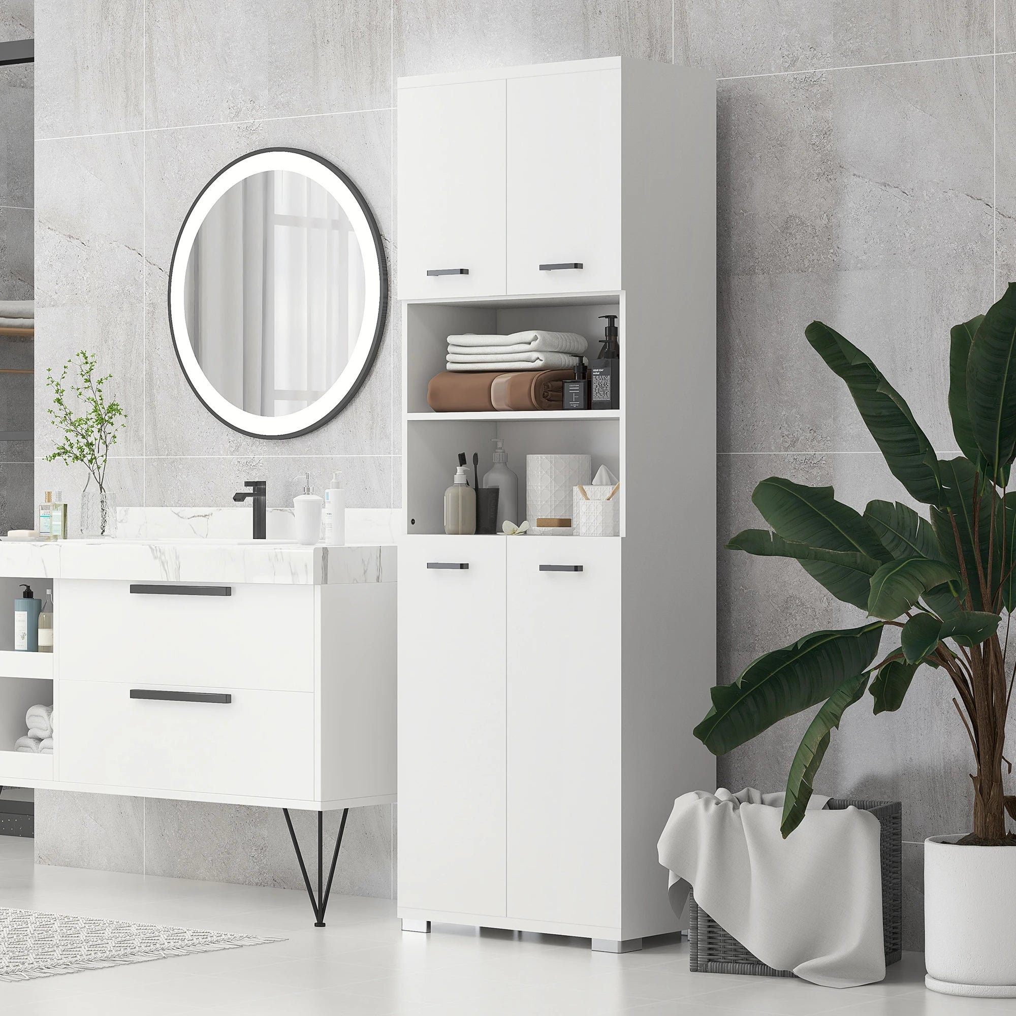 Freestanding Bathroom Cabinet, Open Shelves, 23.6