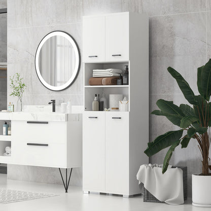 Freestanding Bathroom Cabinet, Open Shelves, 23.6"x13.2"x72", White Bathroom Cabinets at Gallery Canada