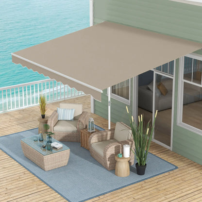 13' x 8' Retractable Patio Awning, Sun Shade Canopy, Aluminum Frame, Khaki Window Awnings at Gallery Canada
