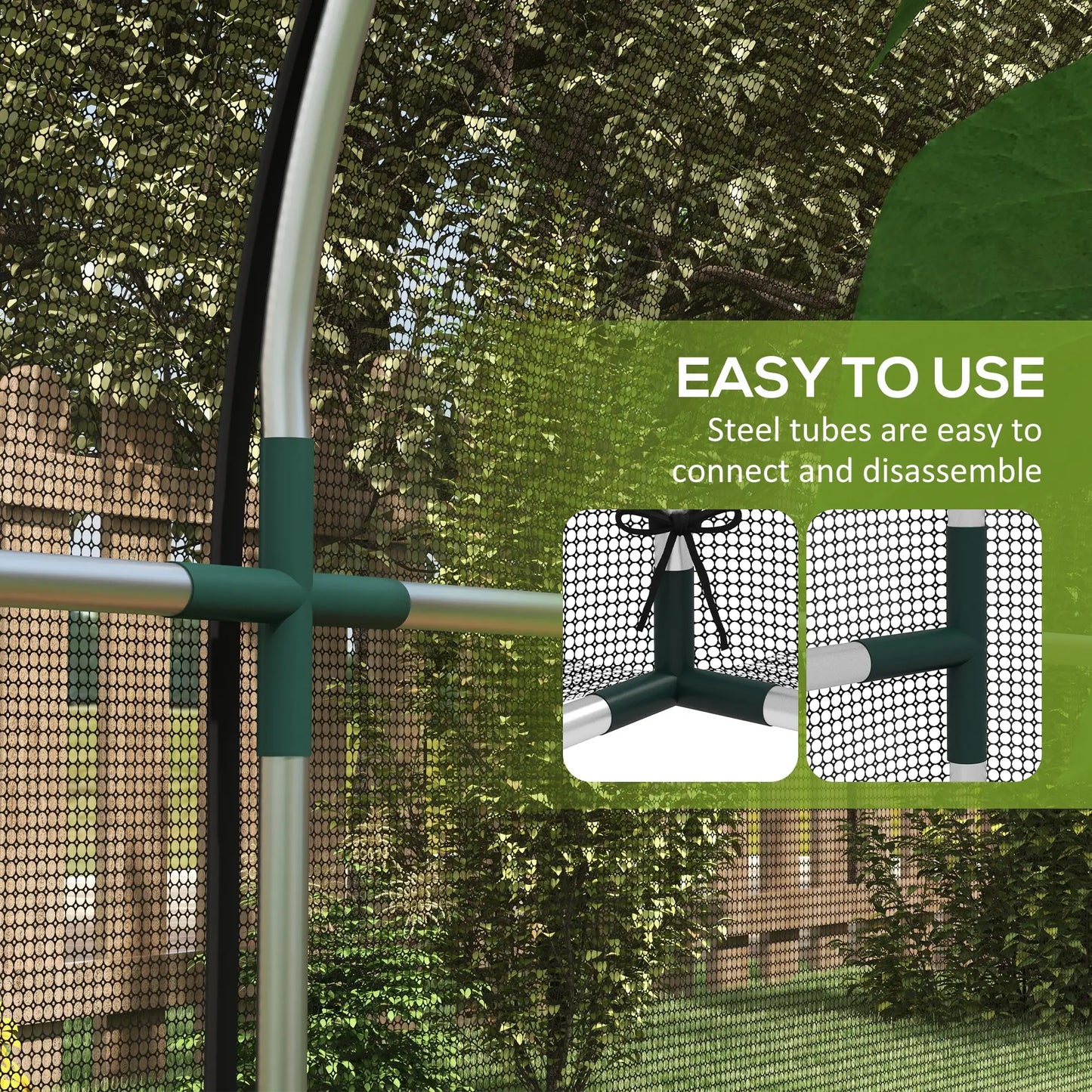 9.8' x 3.9' Crop Cage, Mesh Plant Protection Tent, Galvanised Steel Frame Greenhouses at Gallery Canada