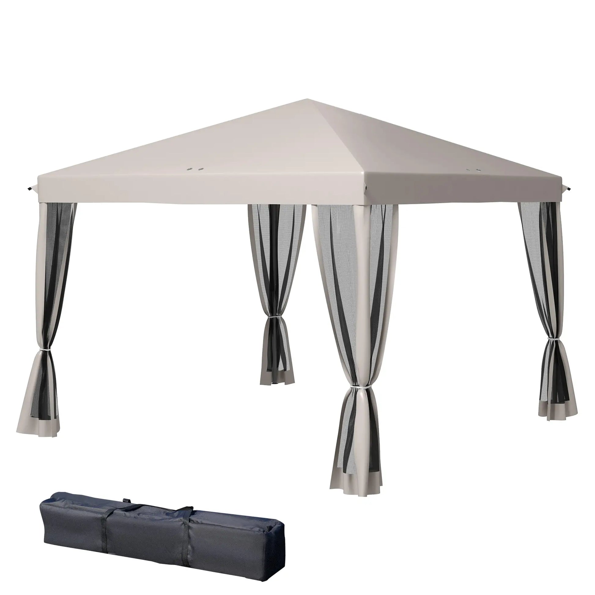 10' x 10' Pop Up Canopy Tent, Removable Mesh Sidewall, Carry Bag, Beige Pop Up Canopies at Gallery Canada