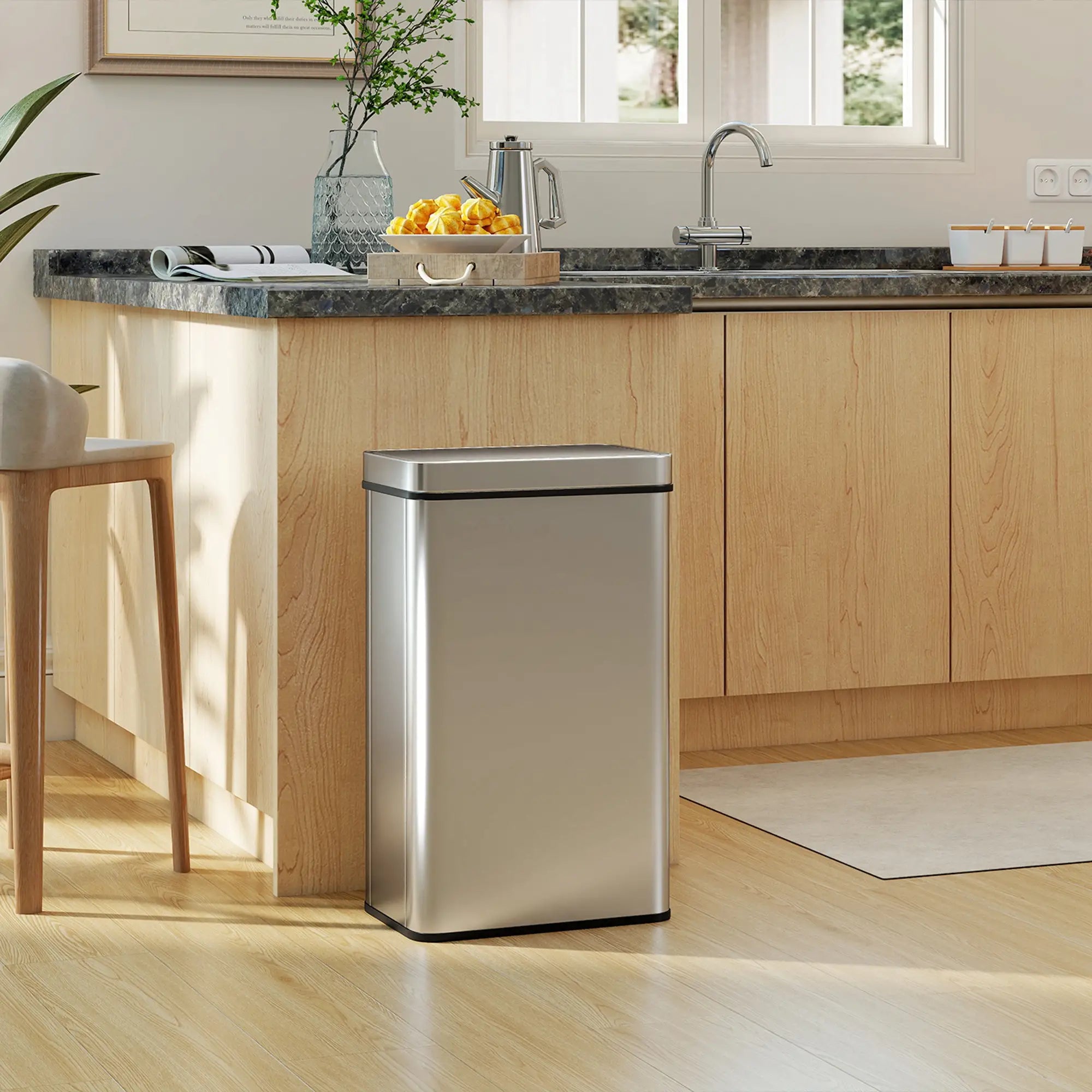 15.9 Gallon Sensor Can, Automatic Garbage Can, Stainless Steel, Silver Household Supplies at Gallery Canada