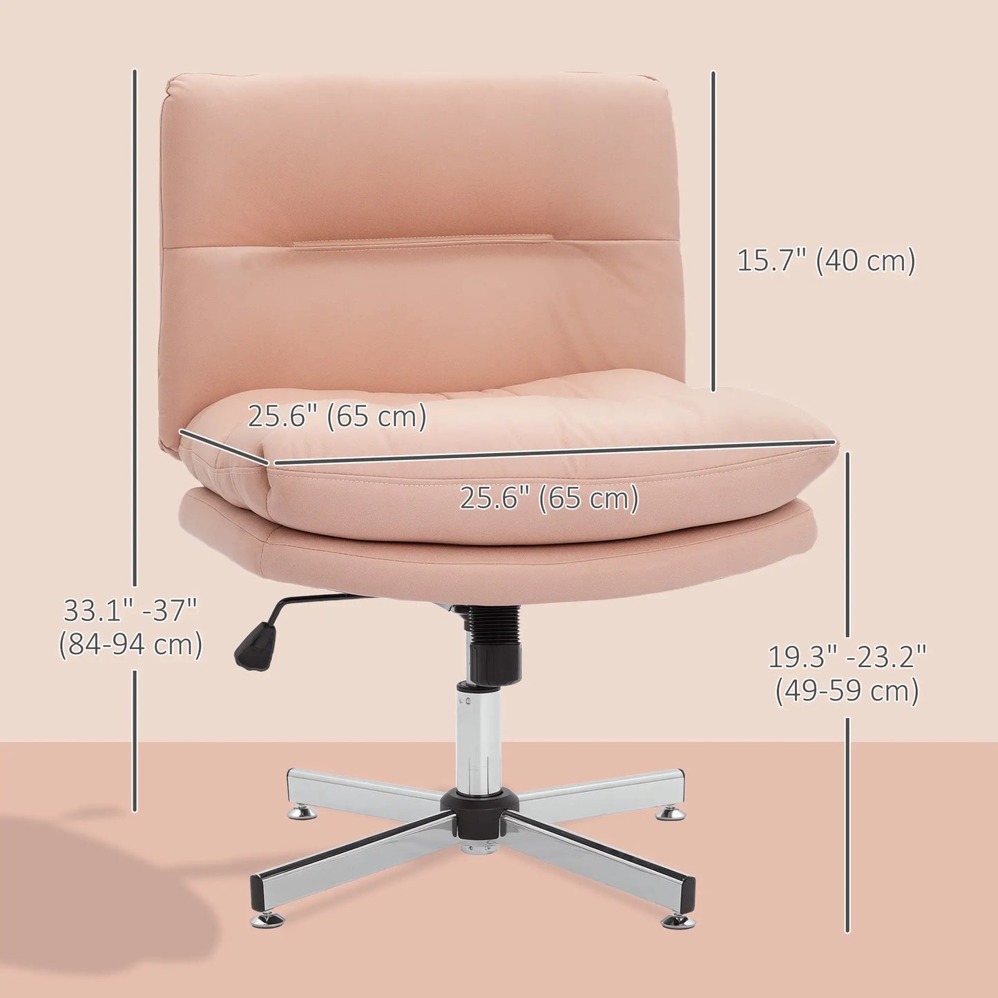 Armless Office Chair, Adjustable Height, Tilt Function, Pink Task Chairs at Gallery Canada