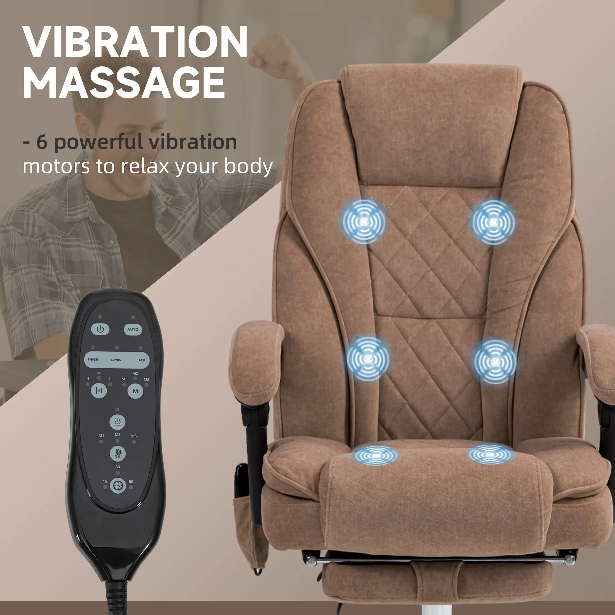 Massage Office Chair, Reclining Computer Chair, Adjustable Height, Brown Massage Chairs at Gallery Canada