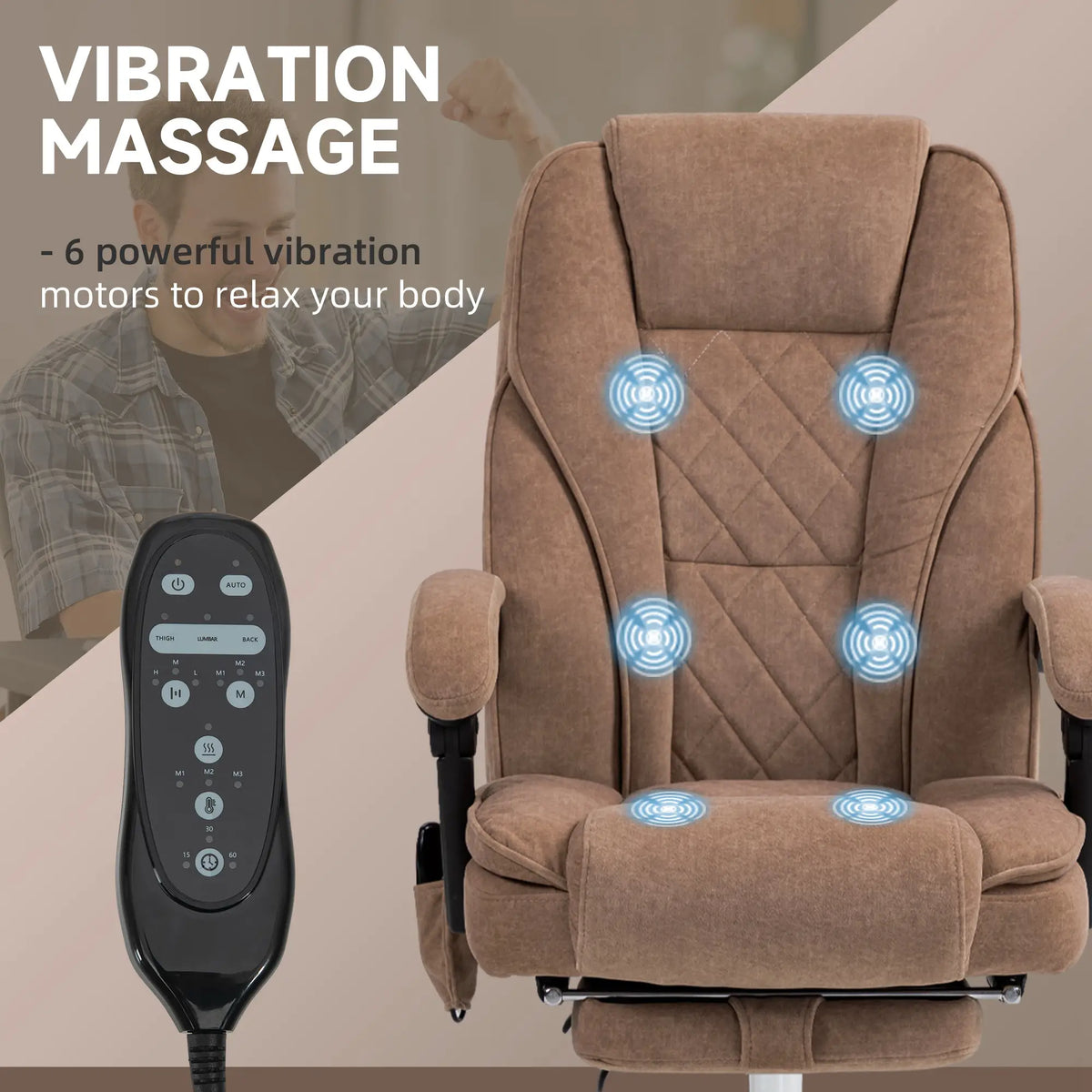 Massage Office Chair, Reclining Computer Chair, Adjustable Height, Brown Massage Chairs at Gallery Canada