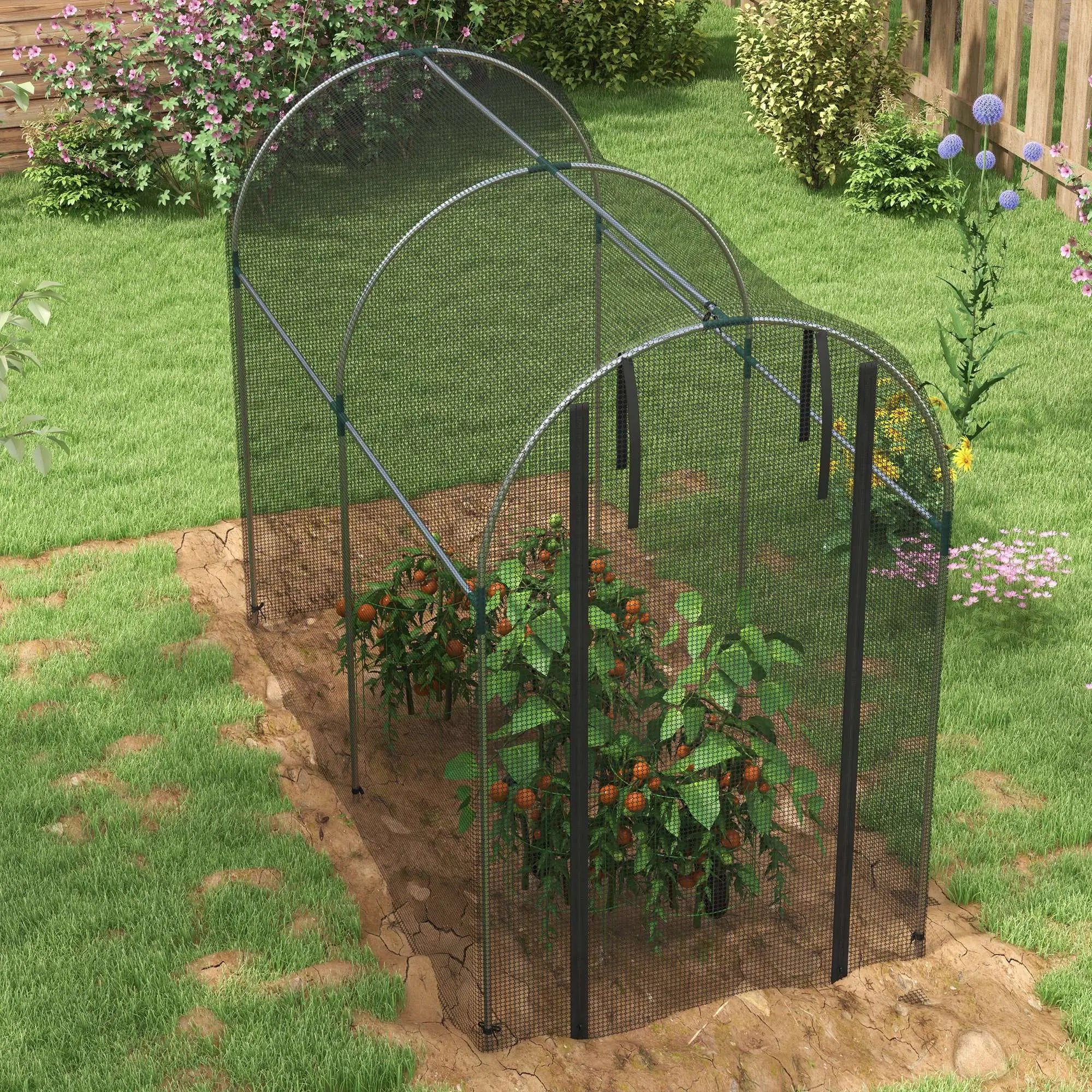 Galvanized Steel Crop Cage, Plant Protection Tent, 4' x 8', Black Walk In Greenhouses at Gallery Canada