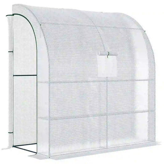 7' x 3' x 7' Walk-In Greenhouse, Roll-Up Mesh Windows, Zipper Door, White Walk In Greenhouses White at Gallery Canada