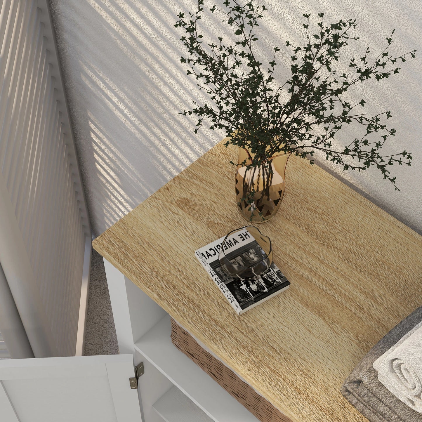 Freestanding Bathroom Floor Cabinet, Flat Doors, Adjustable Shelf, White Bathroom Cabinets at Gallery Canada