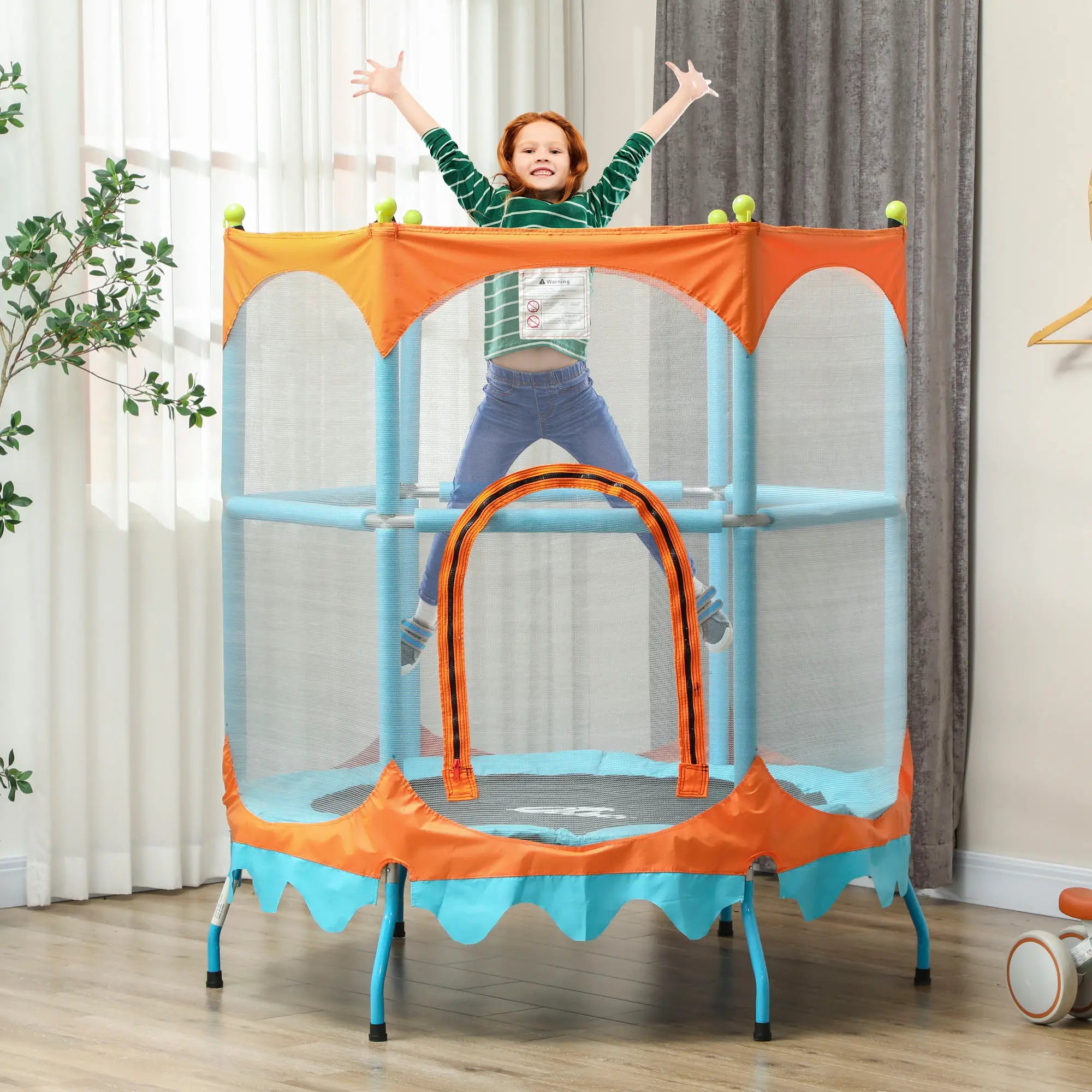 Kids Trampoline, 4.6FT with Handlebar, Safety Net, Blue Trampolines at Gallery Canada