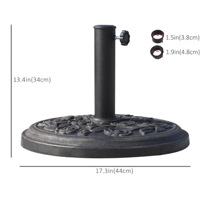 26 lbs Resin Umbrella Base, Round Market Parasol Holder, Φ1.5", Φ1.89" Pole, Bronze Umbrella Bases at Gallery Canada