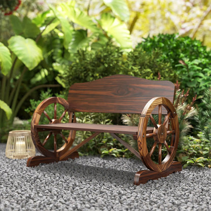 Wooden Outdoor Bench, Garden Patio Loveseat, 528LBS Capacity, Carbonized Outdoor Benches at Gallery Canada