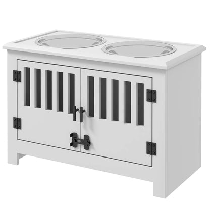 Raised Dog Bowls, 2 Stainless Bowls, Storage, XL, White Dog Bowls White at Gallery Canada