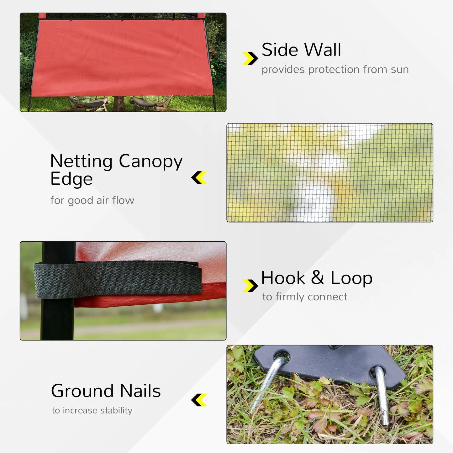 7' x 7' Foldable Gazebo Tent, Adjustable Legs, Black, Red Pop Up Canopies at Gallery Canada