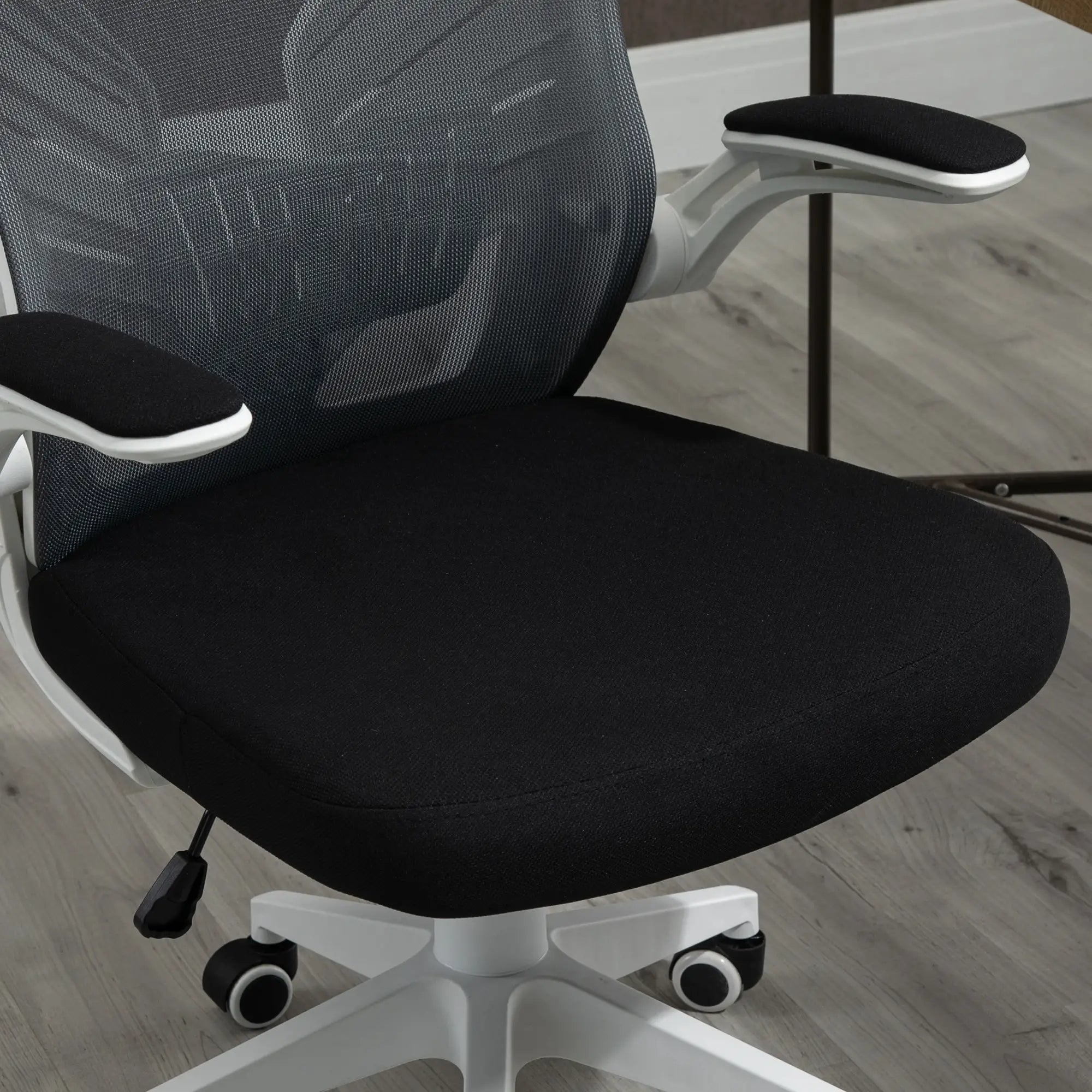 Mesh Office Chair, Swivel Task Desk, Lumbar Support, Flip-Up Arm, Adjustable Height, Grey/Black Task Chairs at Gallery Canada