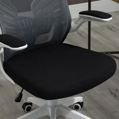 Mesh Office Chair, Swivel Task Desk, Lumbar Support, Flip-Up Arm, Adjustable Height, Grey/Black Task Chairs at Gallery Canada