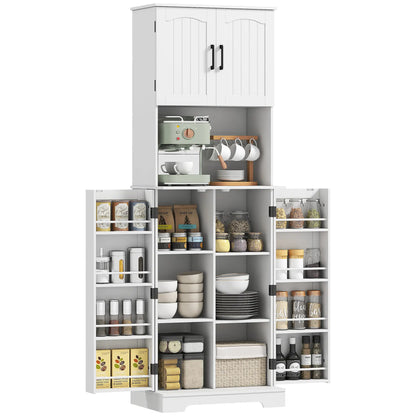 71.5" Tall Pantry Cabinet, Farmhouse Kitchen Storage, Adjustable Shelves, White Kitchen Pantry Cabinets at Gallery Canada
