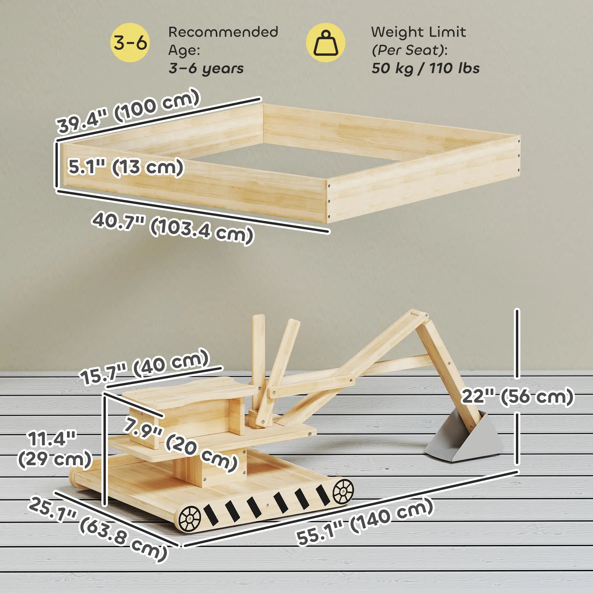 Wooden Sandbox With Digger, 72
