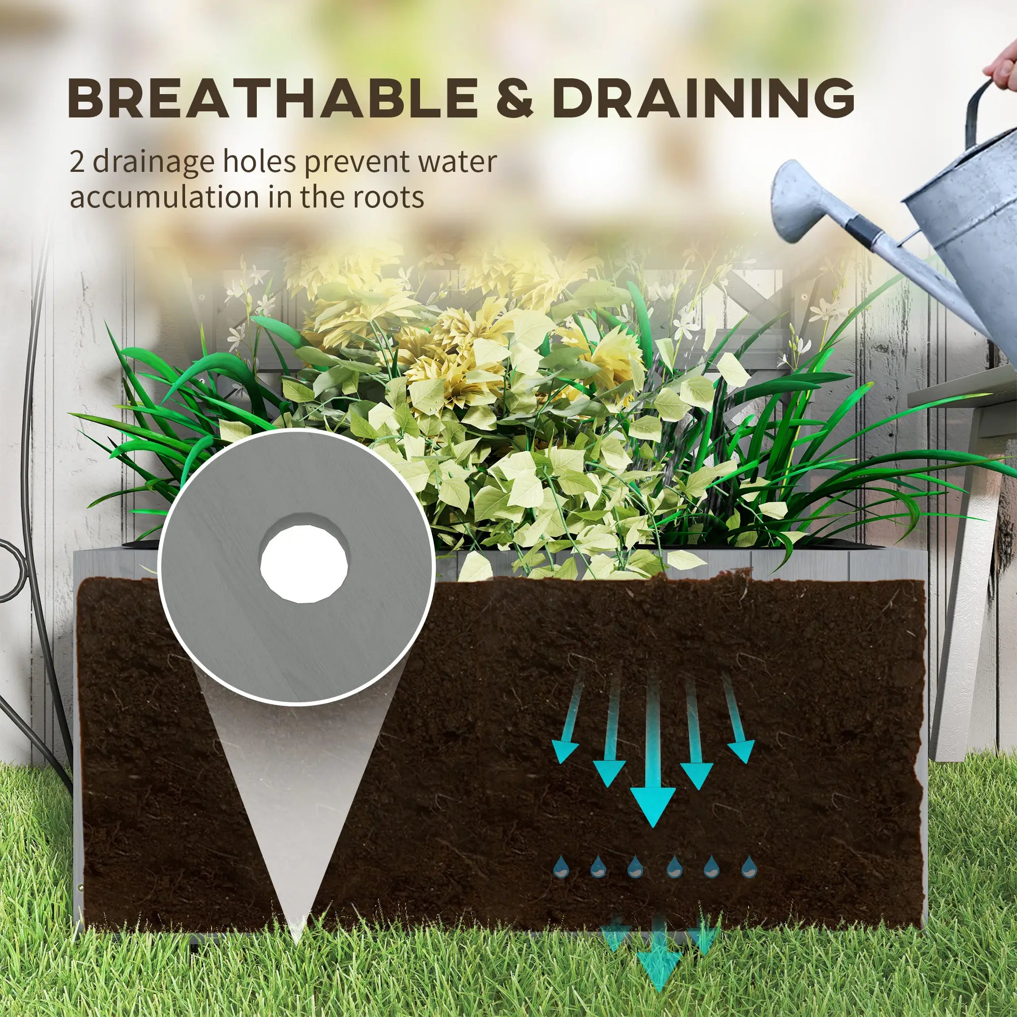 Raised Garden Bed, Wooden Planter with Trellis, Grey Raised Garden Beds at Gallery Canada