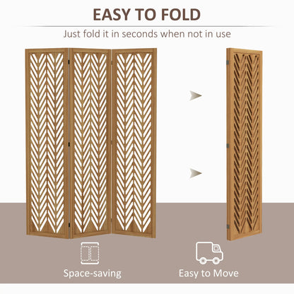 3 Panel Room Divider, 5.6ft Tall, Wood Folding Privacy Screen, Light Brown Room Dividers at Gallery Canada