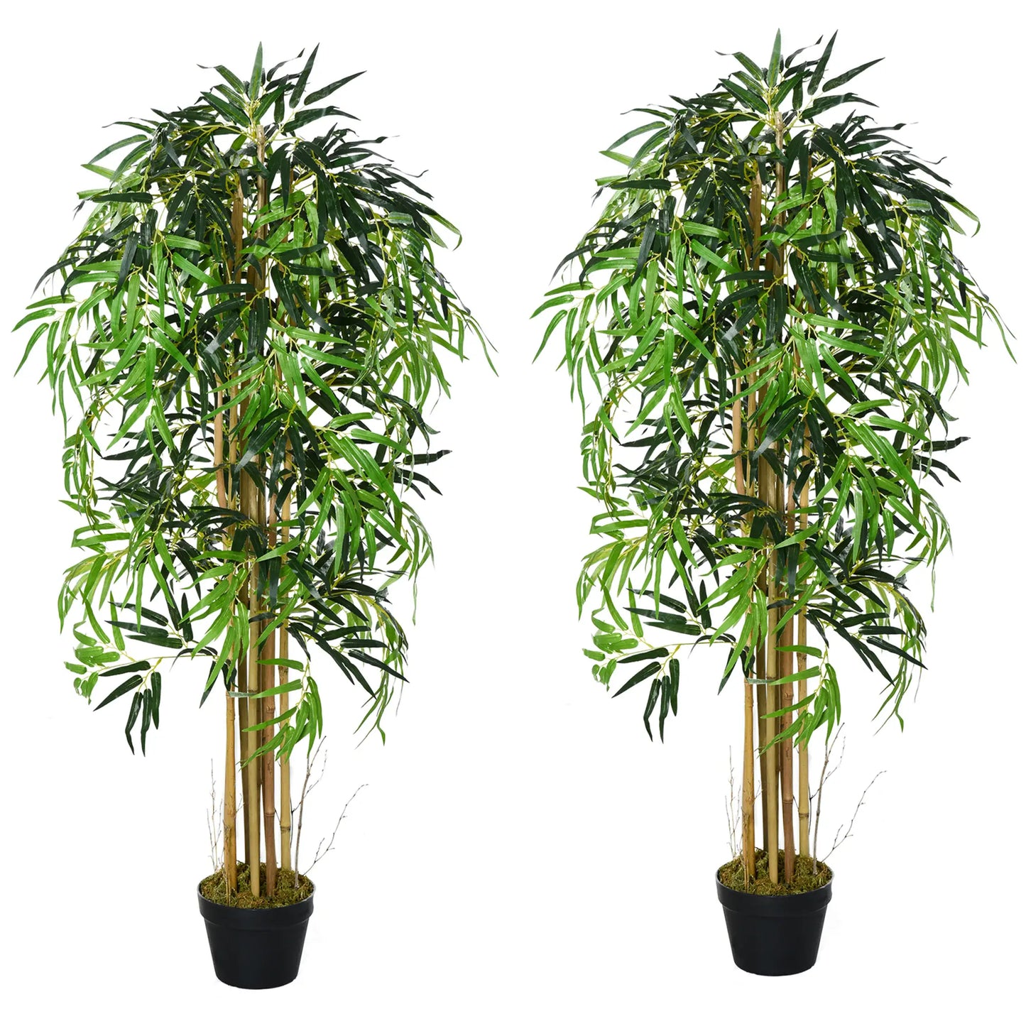 Set of 2 5FT Artificial Bamboo Trees in Pot, Home Office Decor, Green Artificial Trees Green at Gallery Canada