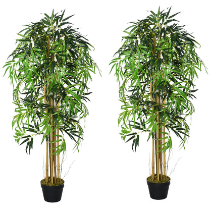 Set of 2 5FT Artificial Bamboo Trees in Pot, Home Office Decor, Green Artificial Trees Green at Gallery Canada