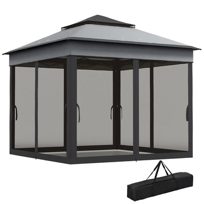 10.7 x 10.7ft Pop Up Gazebo, Adjustable Sun Shelter, Dark Grey Pop Up Canopies Dark Grey at Gallery Canada