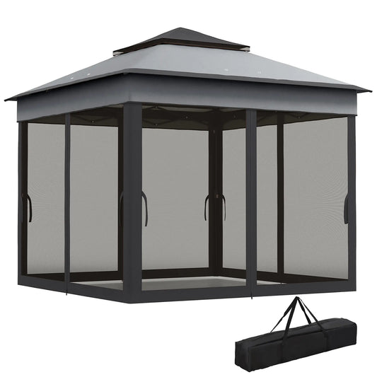 10.7 x 10.7ft Pop Up Gazebo, Adjustable Sun Shelter, Dark Grey Pop Up Canopies Dark Grey at Gallery Canada