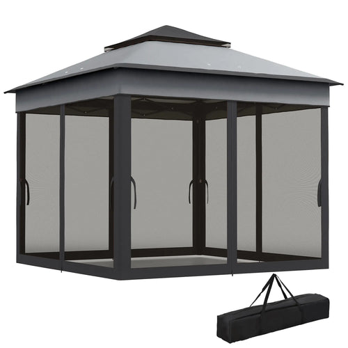10.7 x 10.7ft Pop Up Gazebo, Adjustable Sun Shelter, Dark Grey