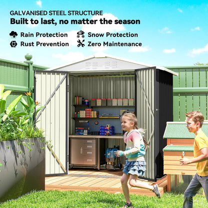 6.5' x 4' Metal Outdoor Storage Shed, Lockable Doors, 4 Vents, Dark Grey Sheds at Gallery Canada
