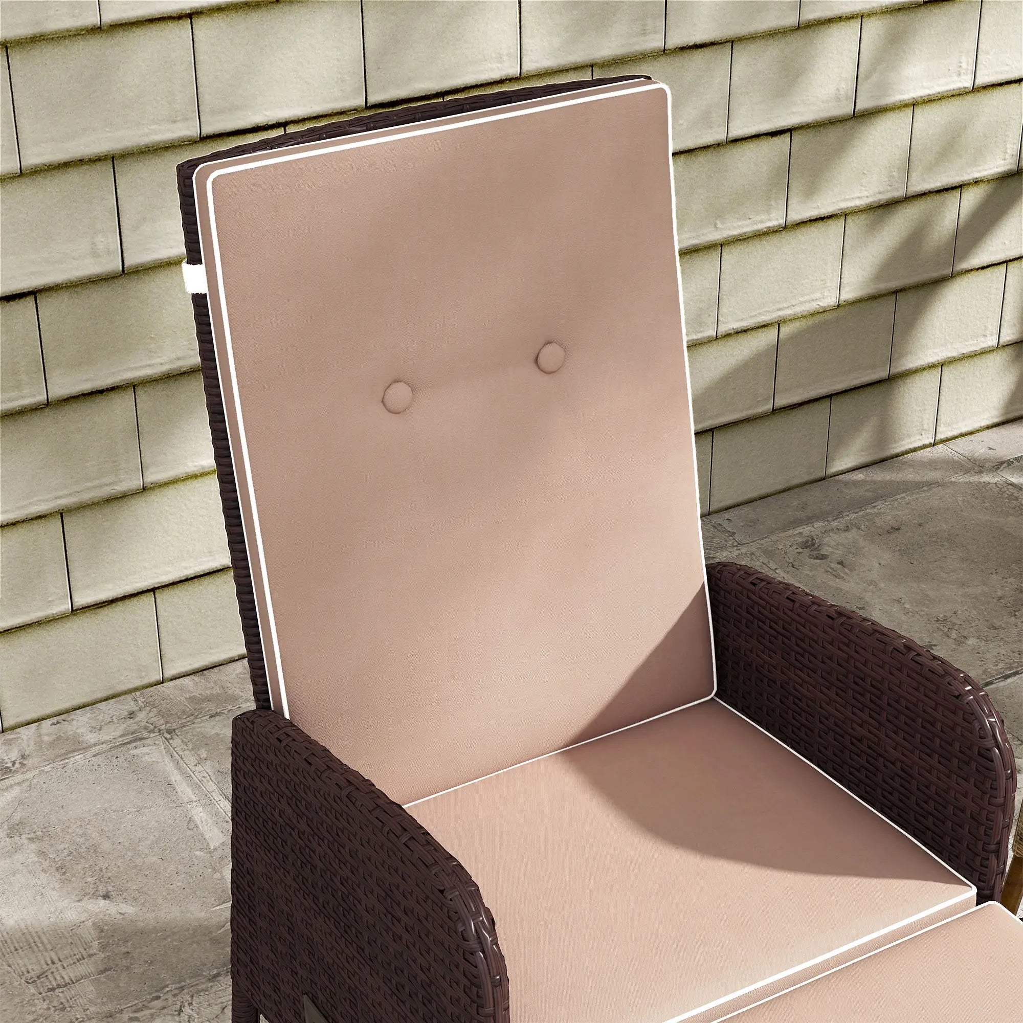 2 Pc Patio Reclining Chair Set with Stool, Cushions, Outdoor, Brown Patio Furniture Sets at Gallery Canada