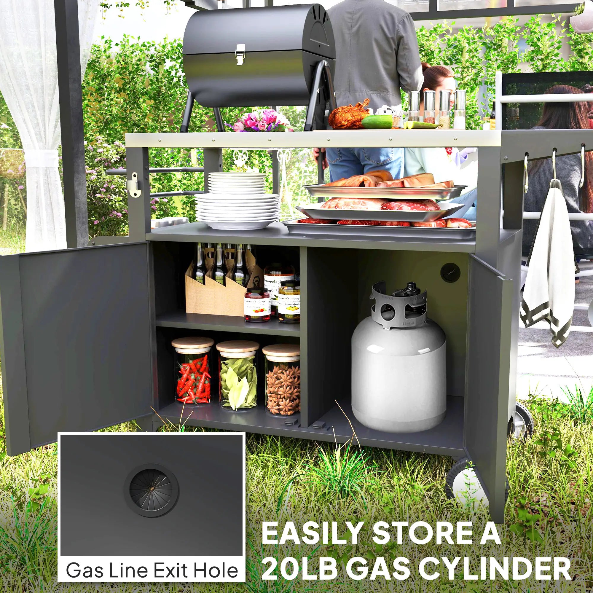 Outdoor Grill Cart With Foldable Side Table, Stainless Steel Tabletop, Pizza Oven Stand Outdoor Grill Carts at Gallery Canada
