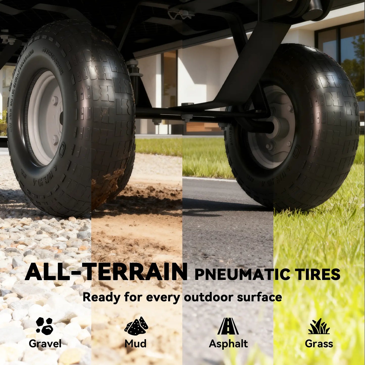 Steel Garden Cart, Utility Wagon, Removable Liner, Quick-Release Sides, 10" Wheels, 660lbs Capacity Folding Garden Carts at Gallery Canada