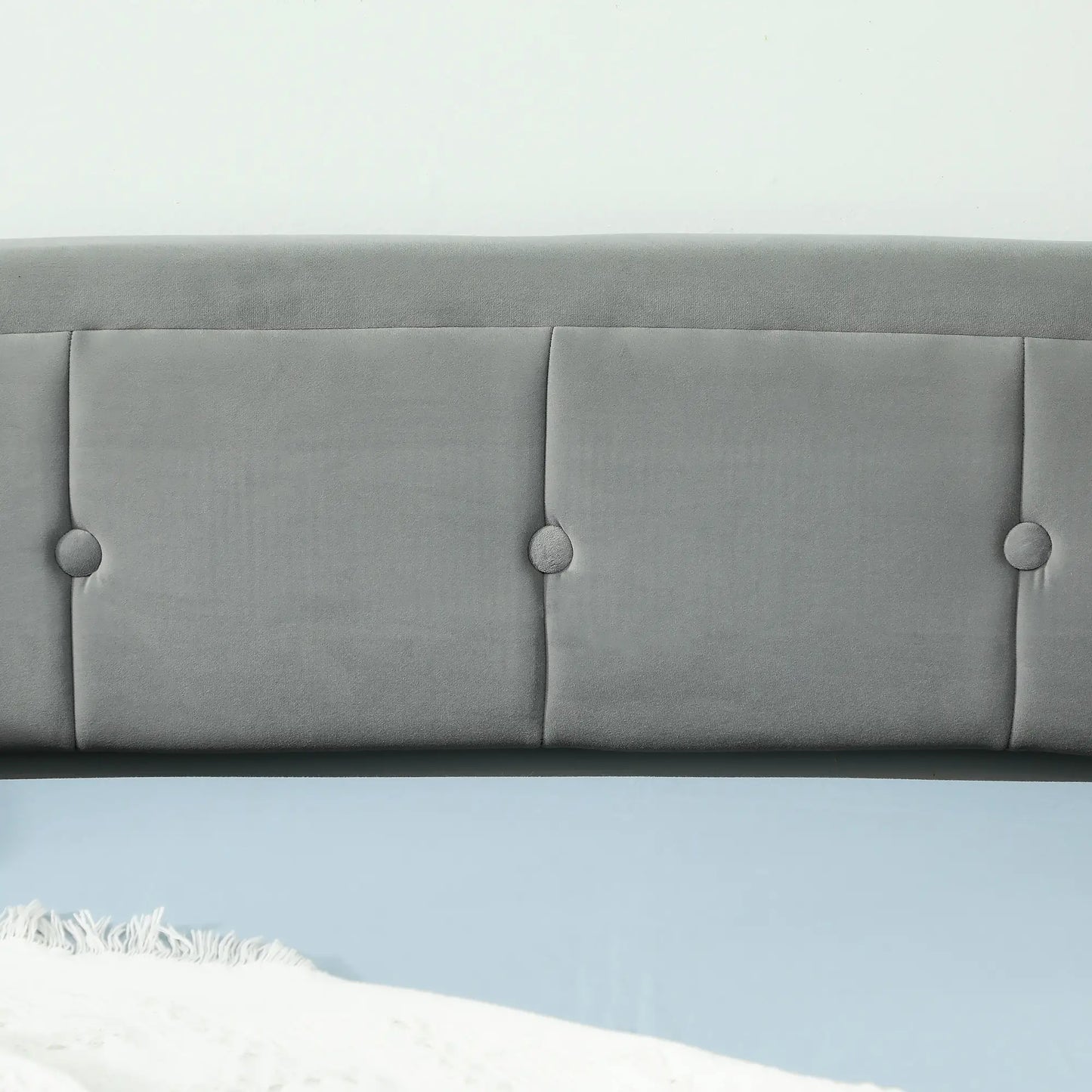 Upholstered Twin Size Trundle Bed, With Headboard And Pockets, Light Grey