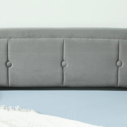 Upholstered Twin Size Trundle Bed, With Headboard And Pockets, Light Grey