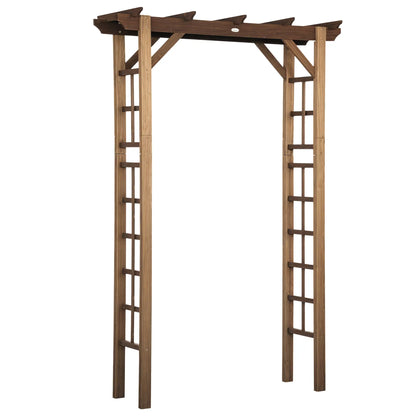 85" Wooden Garden Arbour, Arch Trellis for Climbing Vines, Carbonized Garden Arches Brown at Gallery Canada