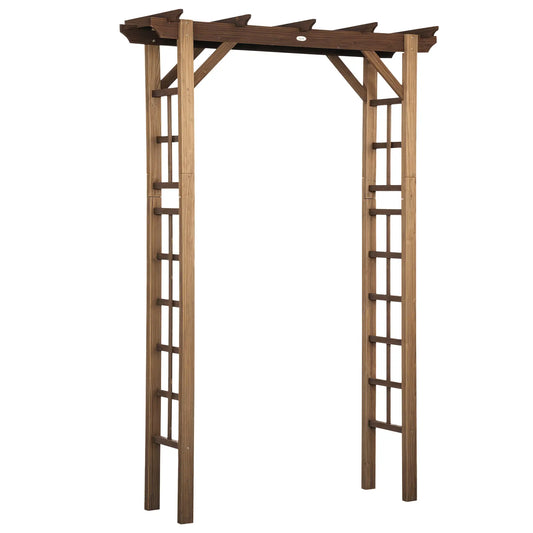 85" Wooden Garden Arbour, Arch Trellis for Climbing Vines, Carbonized Garden Arches Brown at Gallery Canada
