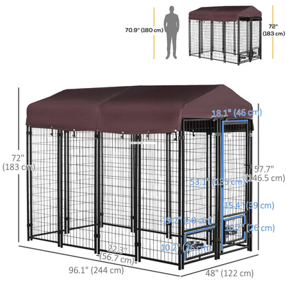 Outdoor Dog Kennel, Lockable Pet Playpen, Welded Steel Fence, Rotating Bowl, Red Houses, Kennels & Pens at Gallery Canada