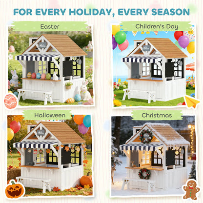 Wooden Kids Playhouse With Dog Door, Cookware, Blackboard, Bench, Doorbell Play Houses at Gallery Canada