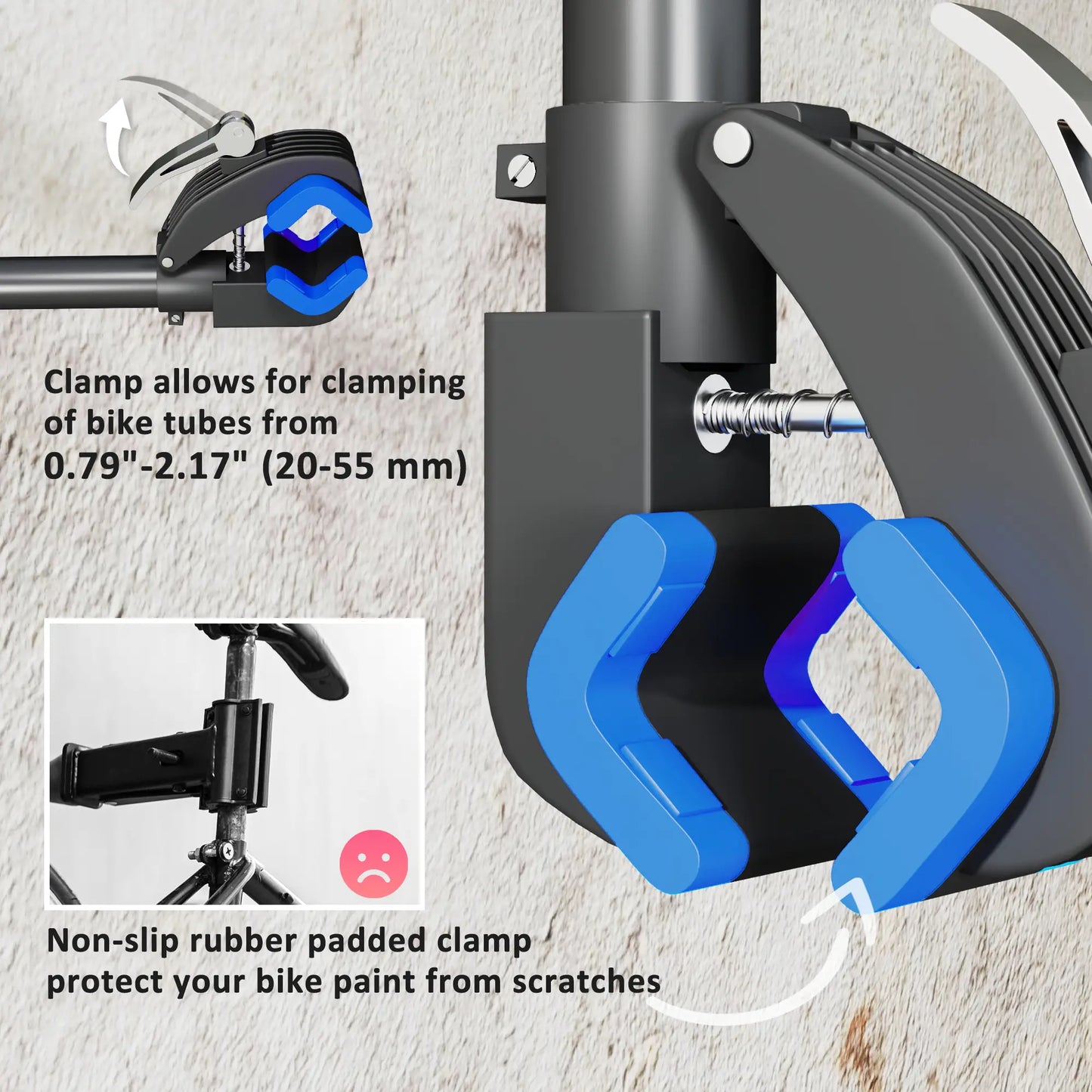 Bicycle Repair Stand, Wall Mount Rack with Adjustable Clamp Bike Repair Stands at Gallery Canada
