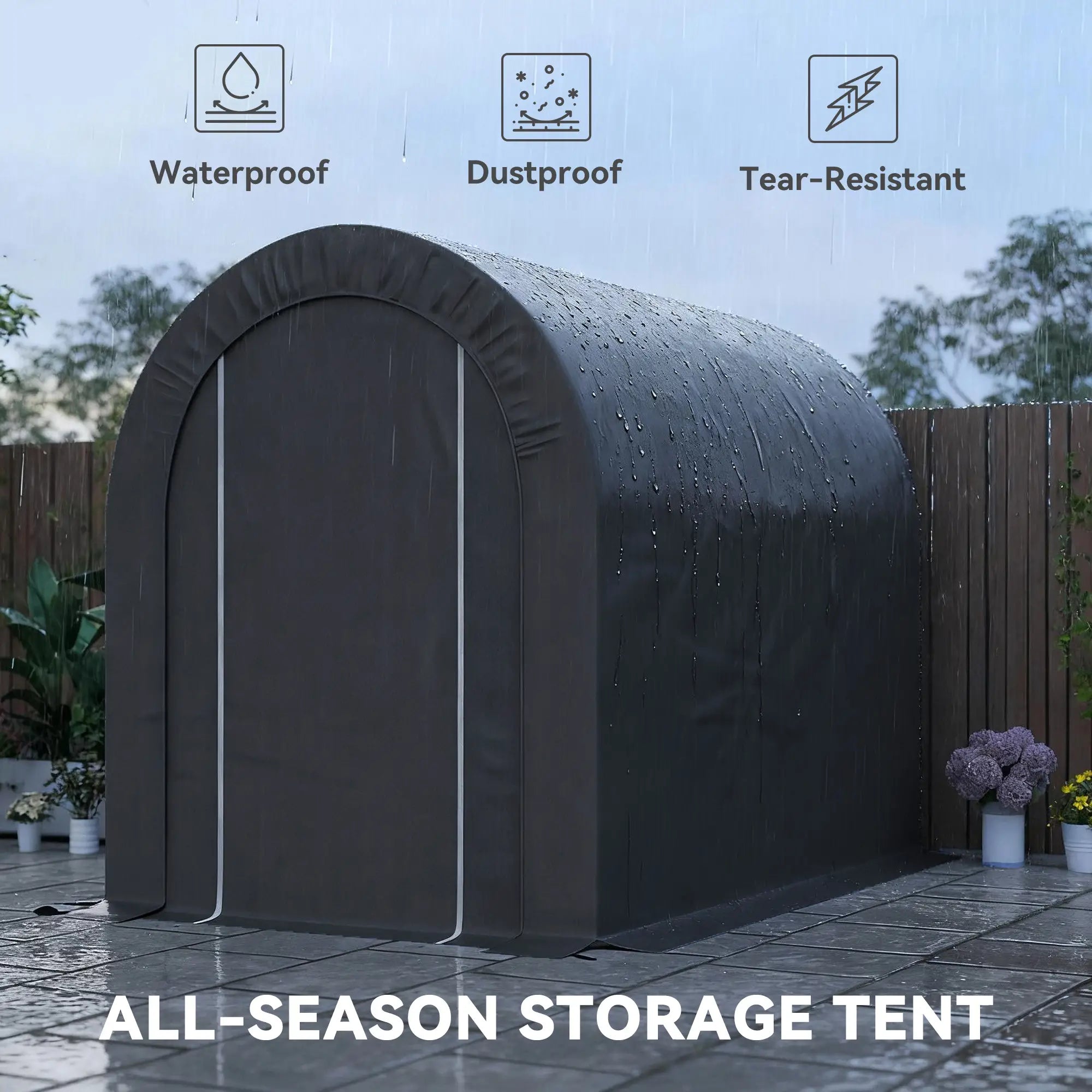 5' x 8' Outdoor Storage Shed, Heavy Duty Galvanized Steel, Black Car Shelters at Gallery Canada