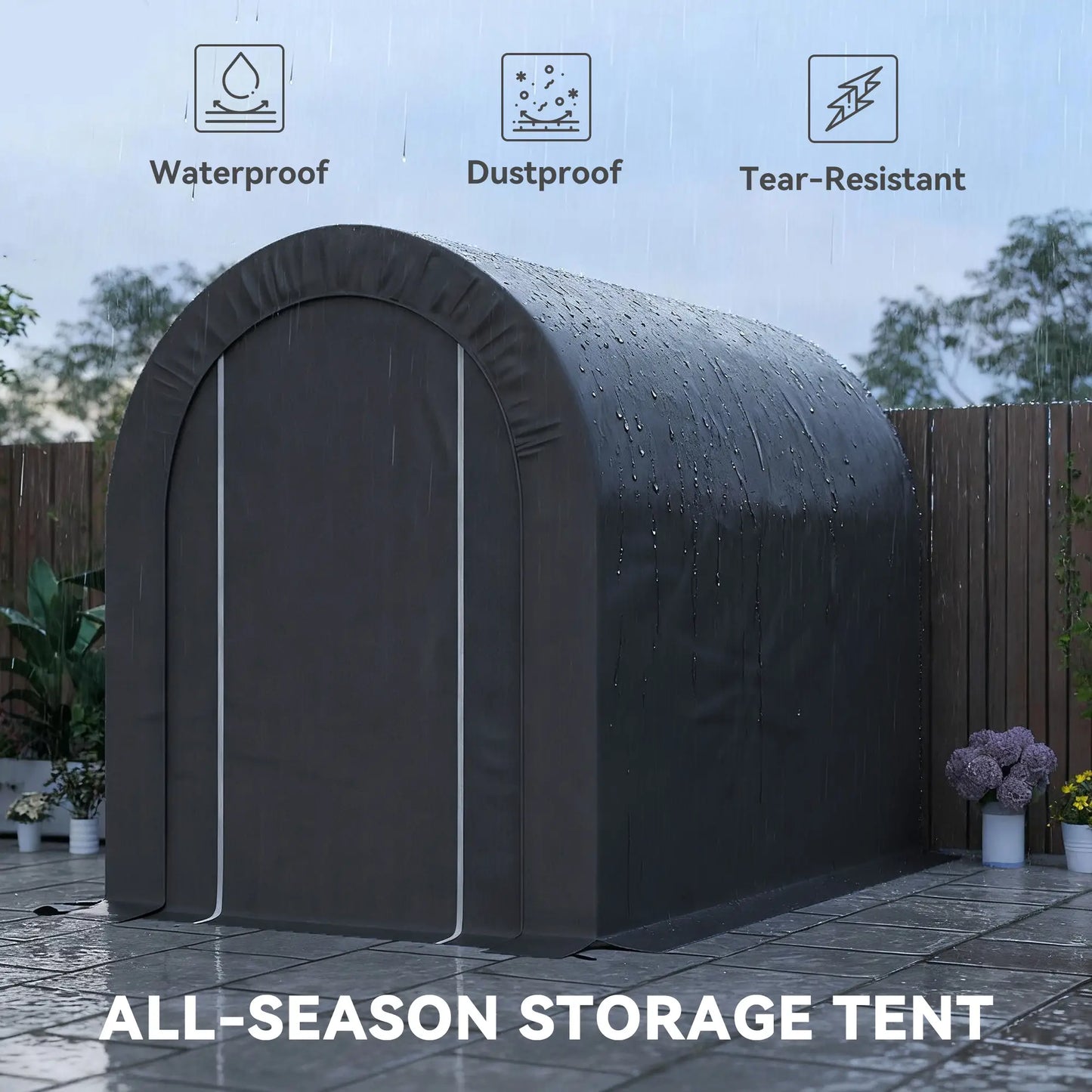 5' x 8' Outdoor Storage Shed, Heavy Duty Galvanized Steel, Black Car Shelters at Gallery Canada