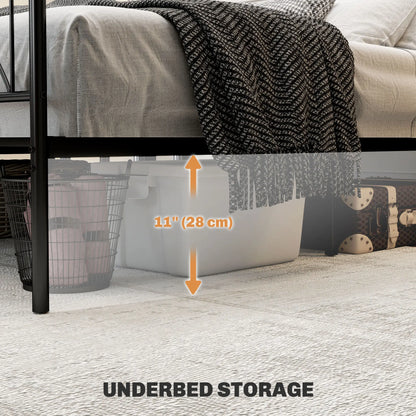 Metal Full Platform Bed Frame, Headboard, Steel Slat Support, Underbed Storage Bedroom Furniture at Gallery Canada