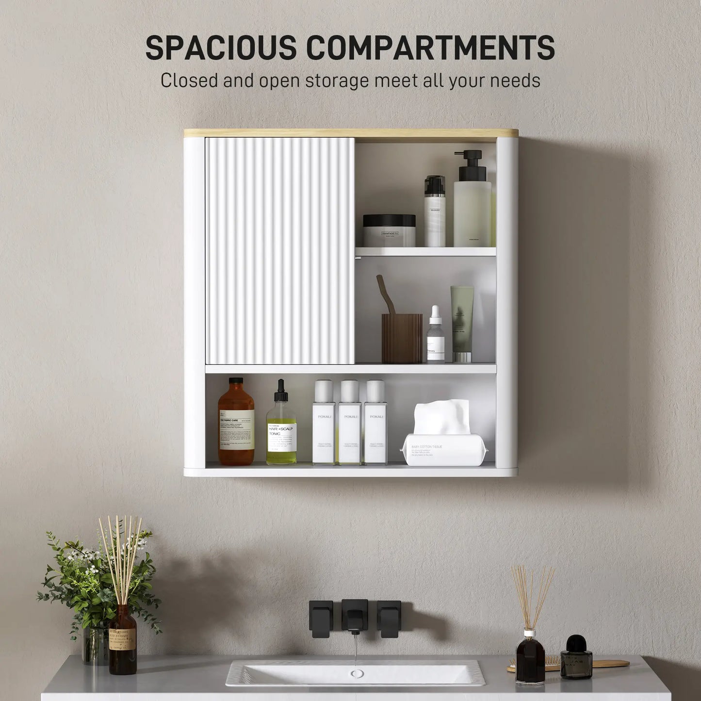 Bathroom Wall Cabinet, Medicine Cabinet with Adjustable Shelves, White Bathroom Cabinets at Gallery Canada