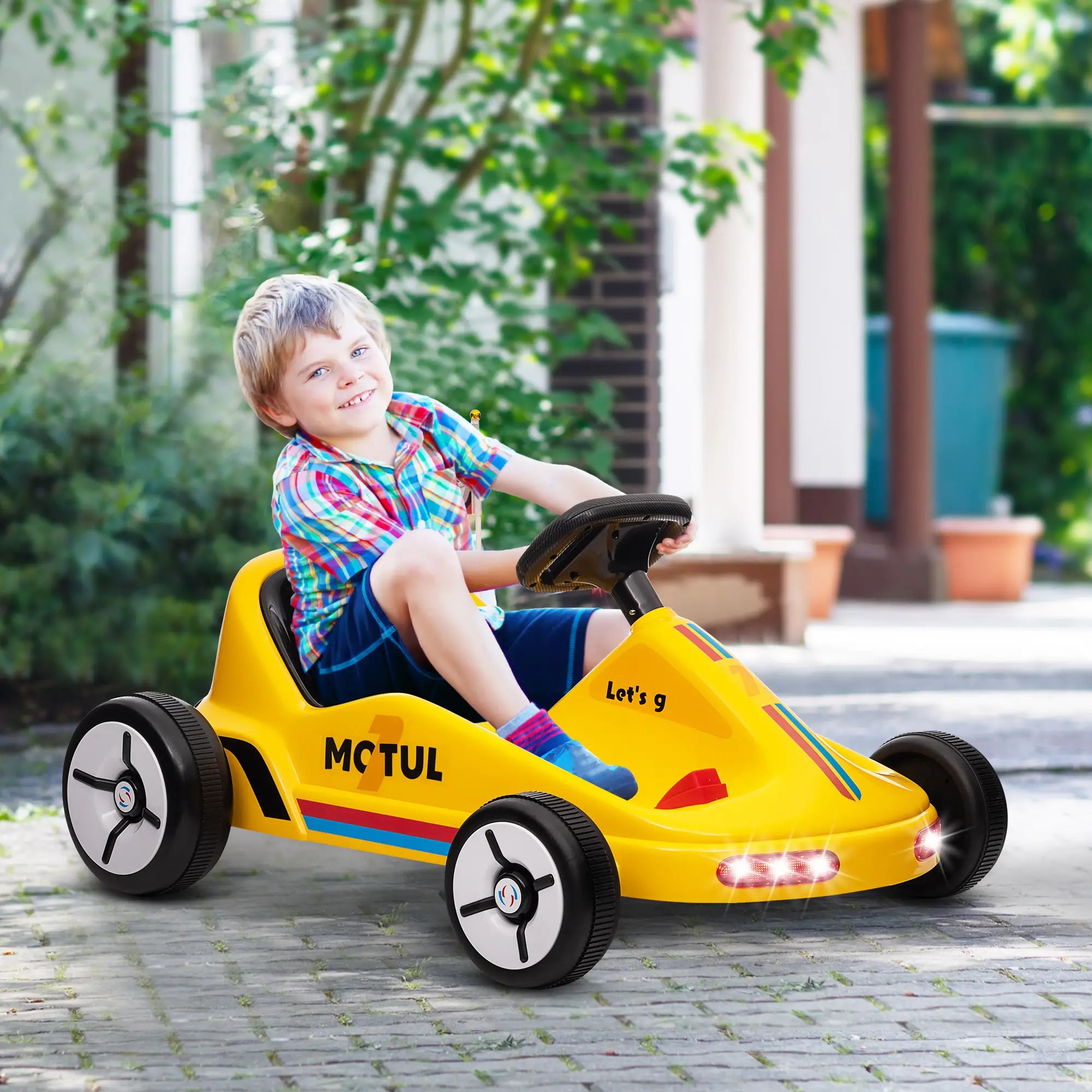 6V Electric Go Kart for Kids, with Music Light Horn, Yellow Electric Ride On Toys at Gallery Canada