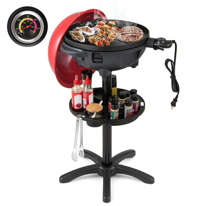 Electric BBQ Grill 1200W Indoor Outdoor Grill with 2-Zone Non-Stick Grilling Plate-RE, Red Outdoor Grills at Gallery Canada
