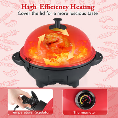 Electric BBQ Grill 1200W Indoor Outdoor Grill with 2-Zone Non-Stick Grilling Plate-RE, Red Outdoor Grills at Gallery Canada